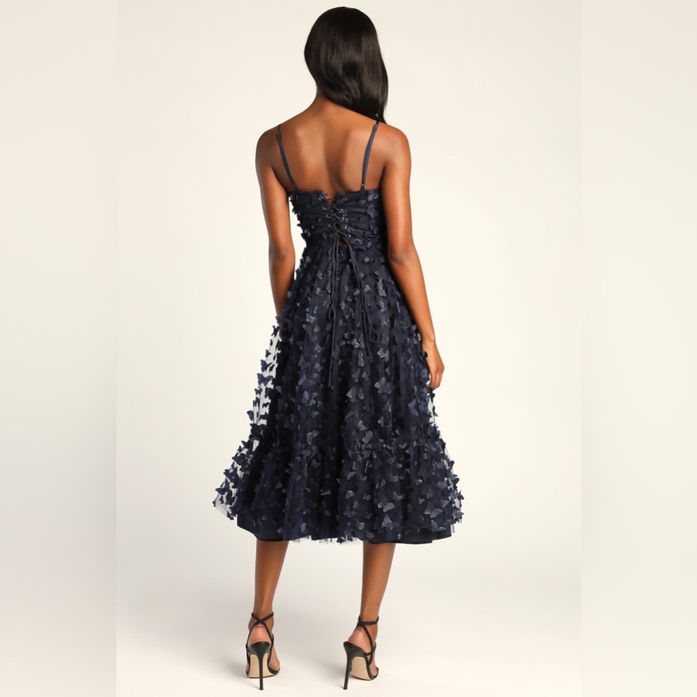 Lulu's Navy Midi Dress - Picture 2 of 7